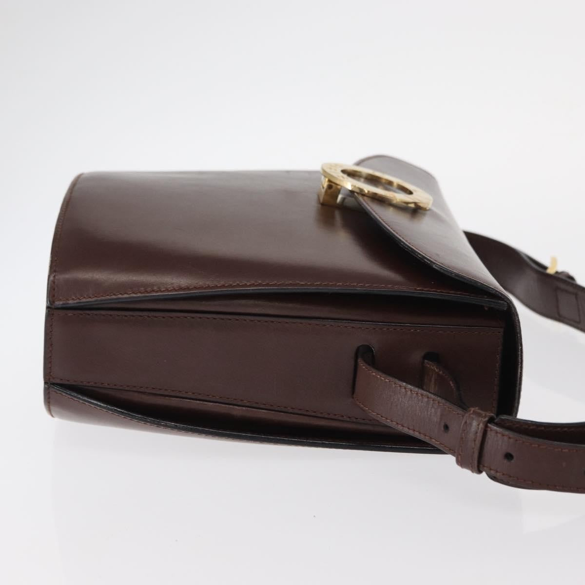 Celine Circle Logo Shoulder Bag Leather, BROWN, LEATHER, Shoulder bag