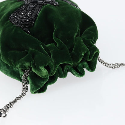Prada Beads Pouch Velvet, GREEN, VELVET, Clutche & pouche