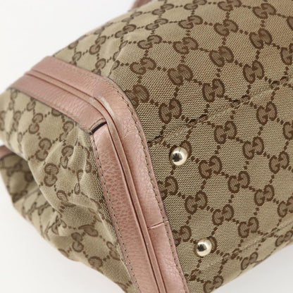 Gucci Bella Tote GG Canvas with Leather, BEIGE, CANVAS, Tote bag