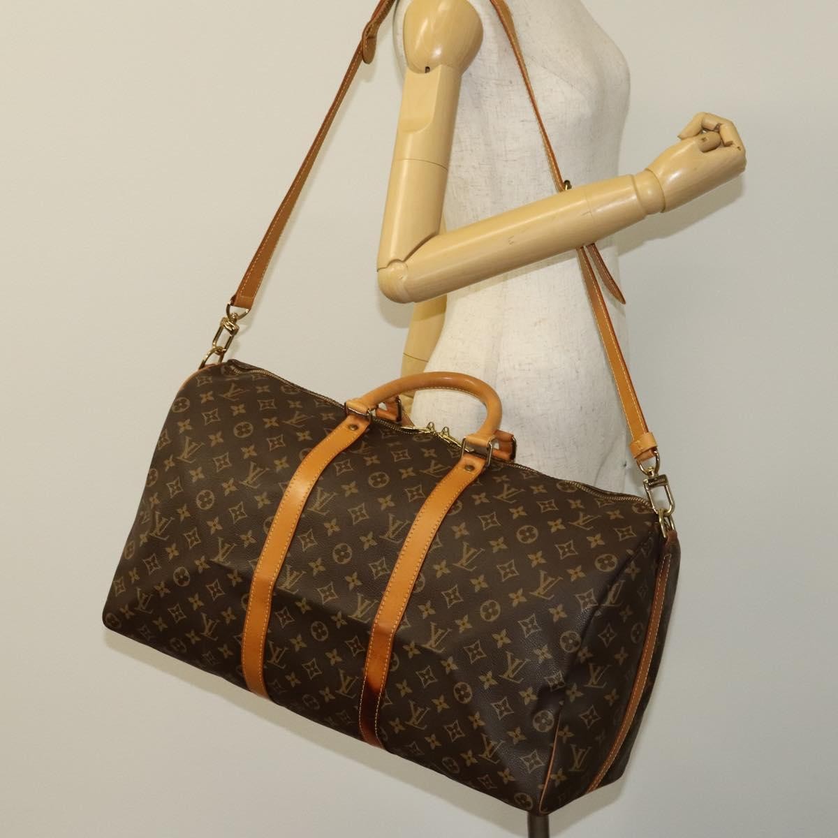 Louis Vuitton Keepall Bandouliere Bag Monogram Canvas, BROWN, CANVAS, Travel bag