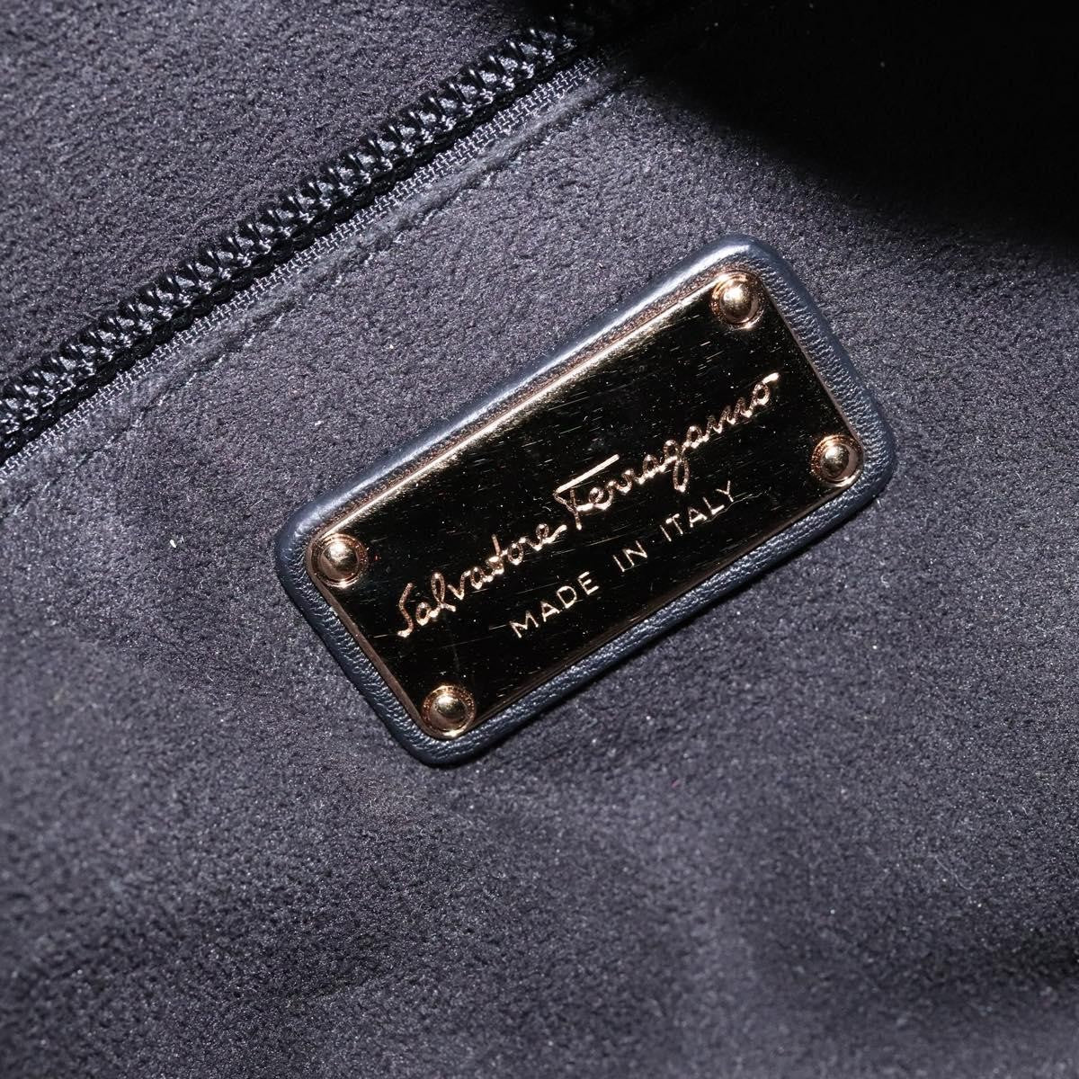 Salvatore Ferragamo Gancini handbag Leather, BLACK, LEATHER, Handbag