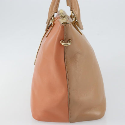 Chloe Bicolor Baylee Satchel Leather, ORANGE, LEATHER, Handbag