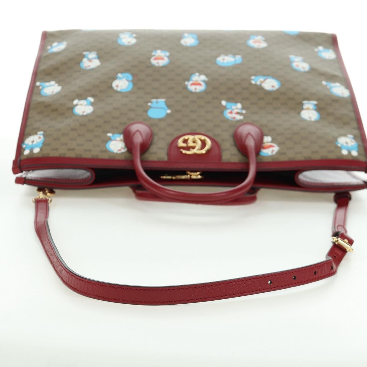 Gucci Doraemon Tote Printed Mini GG Coated Canvas, Beige, Canvas, Tote Bag