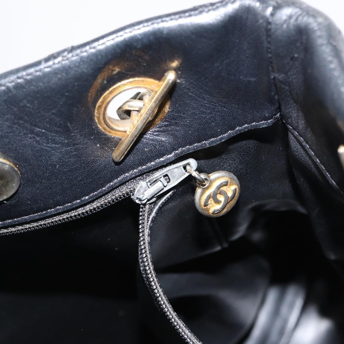 Chanel Chain Tote Leather, Black, Leather, Handbag