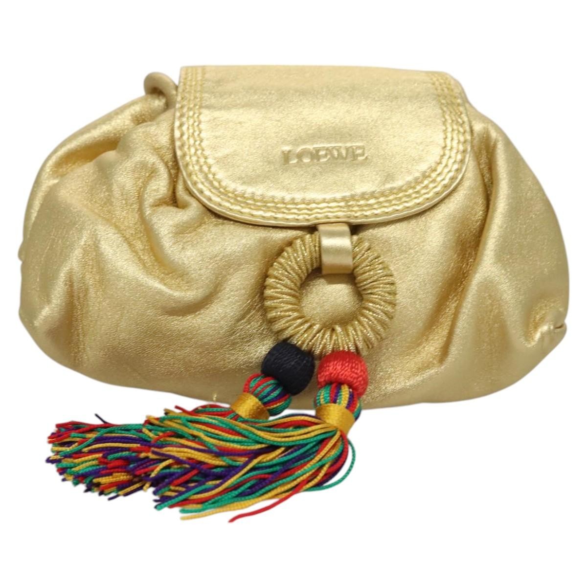 Loewe Vintage Crossbody Leather, GOLD, LEATHER, Shoulder bag