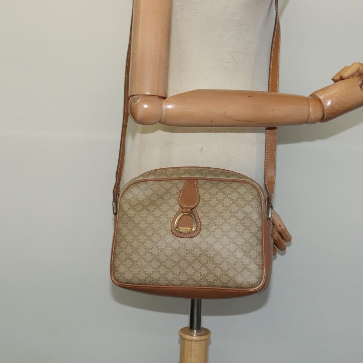 Celine Macadam Shoulder Bag PVC Leather, BEIGE, CANVAS, Shoulder bag