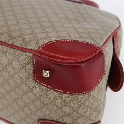 Celine Vintage Macadam Handbag Canvas and Leather, BEIGE, PVC, Handbag