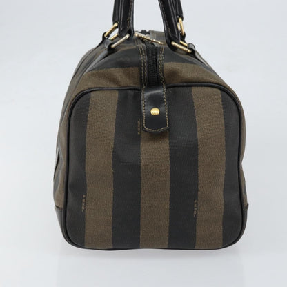 Fendi Vintage Pequin Boston Bag Coated Canvas, BROWN, CANVAS, Handbag