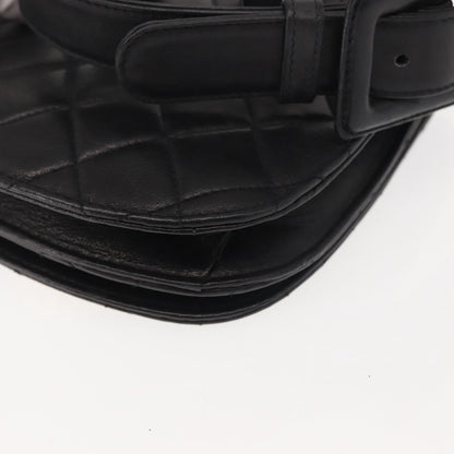 Chanel Vintage Flap Belt Bag Quilted Leather, BLACK, LEATHER, Clutche & pouche