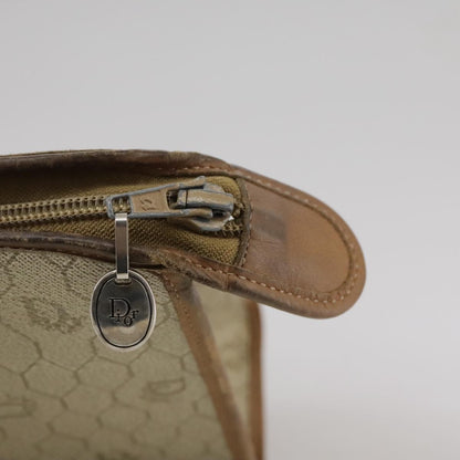 Christian Dior Vintage Honeycomb Zip Pouch Canvas and Leather, BEIGE, CANVAS, Clutche & pouche