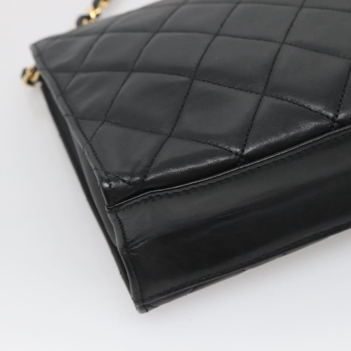 Chanel Vintage Full Flap Bag Quilted Lambskin, BLACK, LEATHER, Handbag