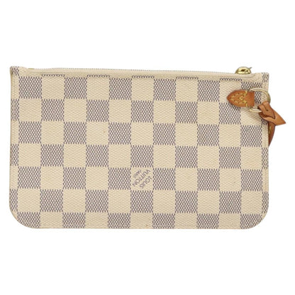Louis Vuitton Neverfull Pochette Damier, WHITE, CANVAS, Clutche & pouche