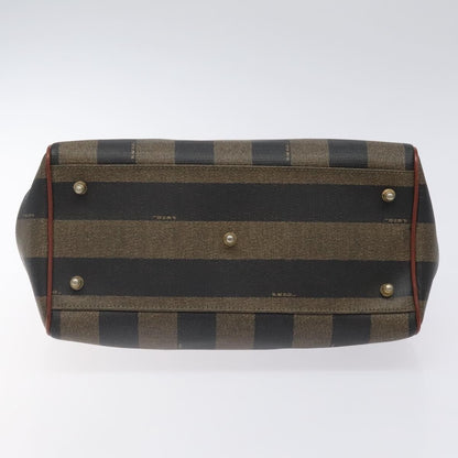 Fendi Vintage Pequin Boston Bag Coated Canvas, BROWN, CANVAS, Handbag
