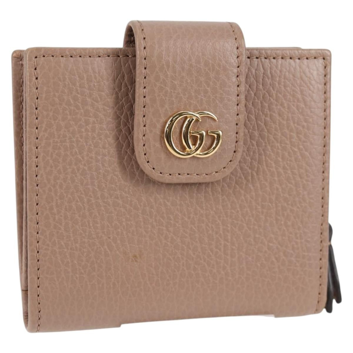 Gucci GG Marmont Wallet Leather, BEIGE, LEATHER, Wallets