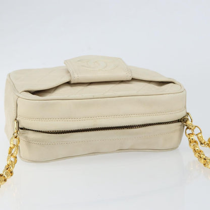 Chanel Vintage Front Pocket Camera Bag Quilted Lambskin, BEIGE, LEATHER, Shoulder bag