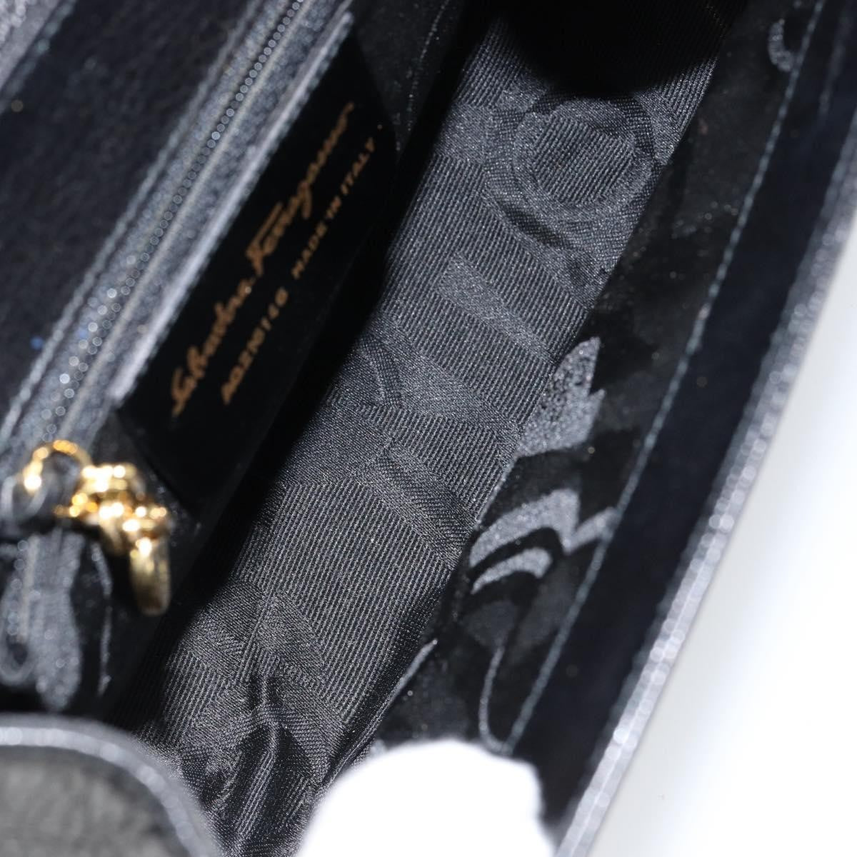 Salvatore Ferragamo Gancini Shoulder Bag Leather, BLACK, LEATHER, Shoulder bag