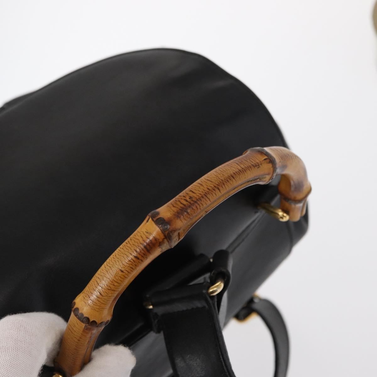 Gucci Vintage Bamboo Backpack Leather, BLACK, LEATHER, Backpack
