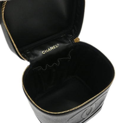 Chanel Vintage Timeless Cosmetic Case Caviar, BLACK, LEATHER, Clutche & pouche