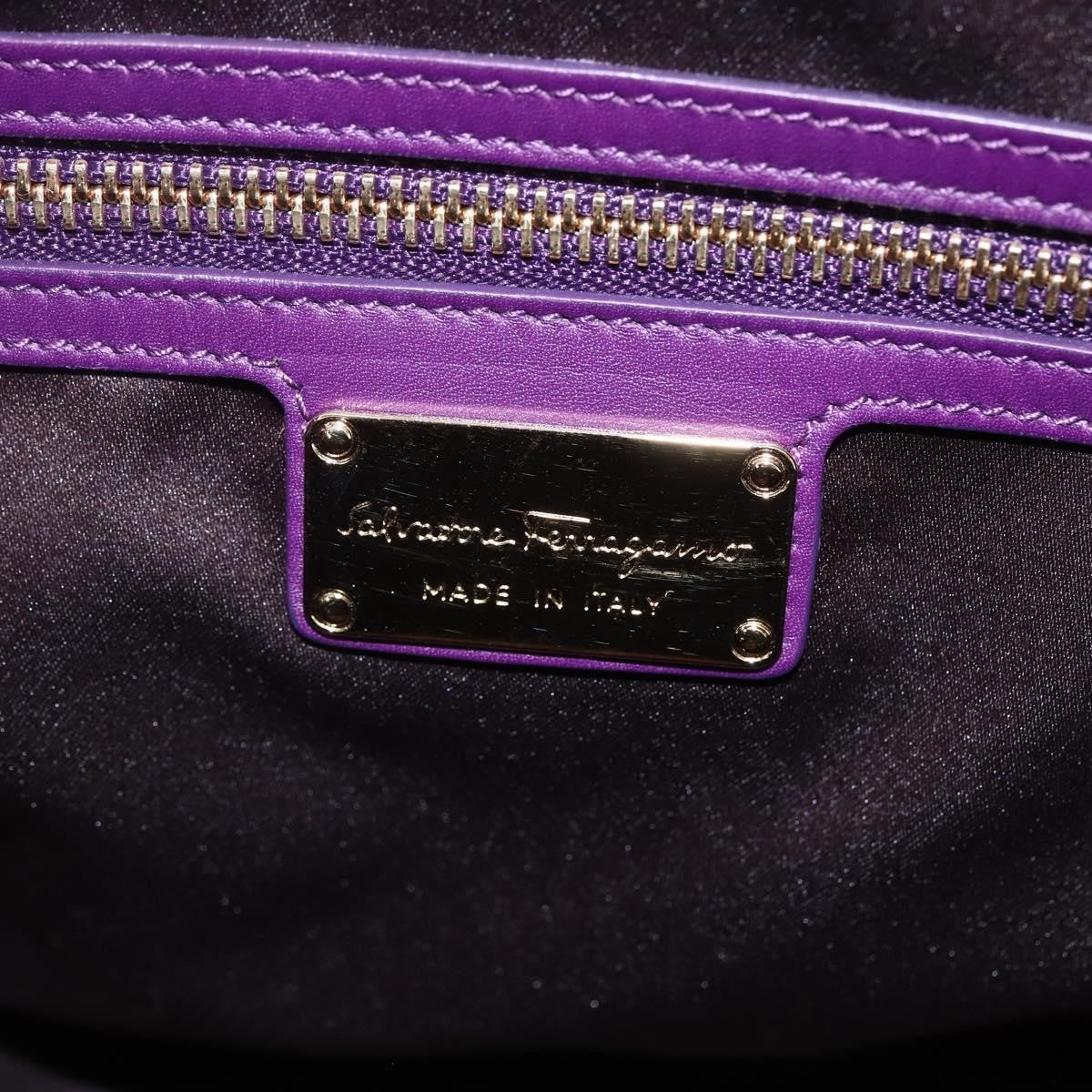Salvatore Ferragamo Vintage Fiamma Satchel Leather, PURPLE, LEATHER, Handbag