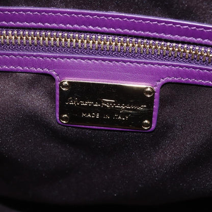 Salvatore Ferragamo Vintage Fiamma Satchel Leather, PURPLE, LEATHER, Handbag