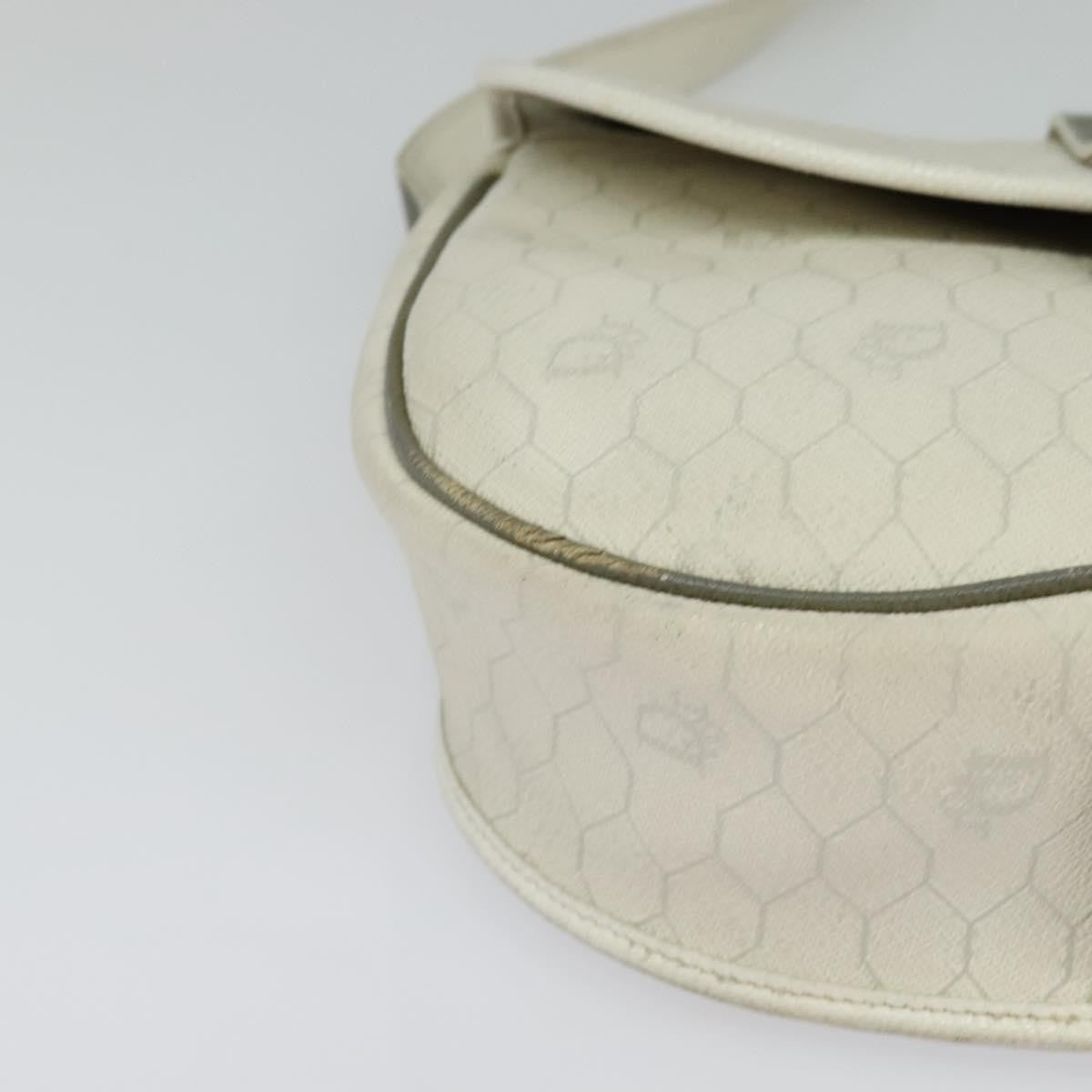 Christian Dior Vintage Honeycomb Flap Crossbody Bag Canvas and Leather, WHITE, CANVAS, Shoulder bag