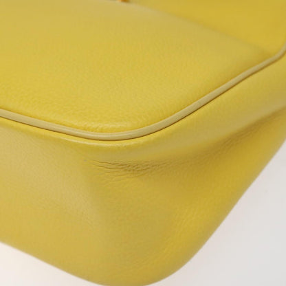 Celine Vintage Shoulder Bag Leather, YELLOW, LEATHER, Shoulder bag