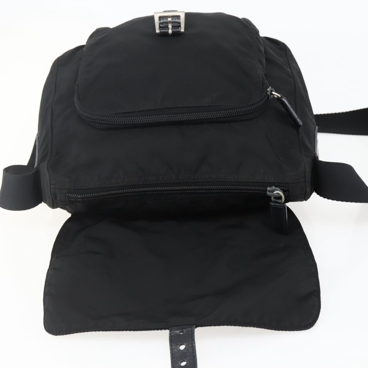 Prada Buckle Messenger Bag Tessuto, BLACK, NYLON, Crossbody bag