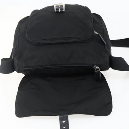Prada Buckle Messenger Bag Tessuto, BLACK, NYLON, Crossbody bag