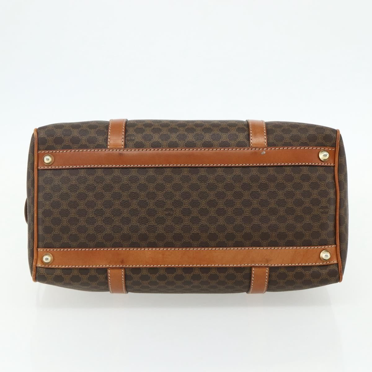 Celine Vintage Macadam Boston bag Canvas and Leather, Brown, Canvas, Travel Bag