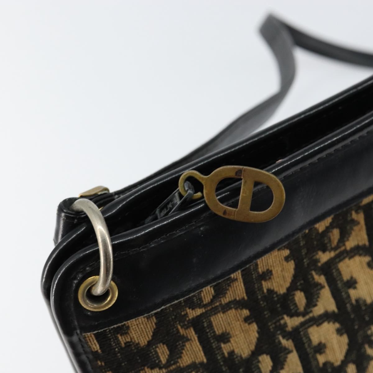 Christian Dior Vintage Trotter Shoulder Bag Canvas, NAVY, CANVAS, Shoulder bag