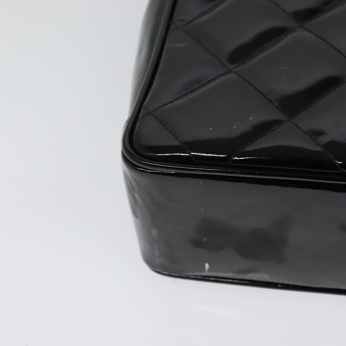 Chanel Vintage Chain Tote Quilted Patent, BLACK, LEATHER, Shoulder bag