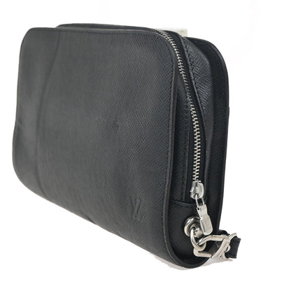 Louis Vuitton Baikal Handbag Taiga Leather, BLACK, LEATHER, Clutche & pouche