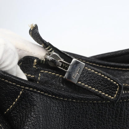 Salvatore Ferragamo Vintage Shoulder Bag Leather, BLACK, LEATHER, Shoulder bag