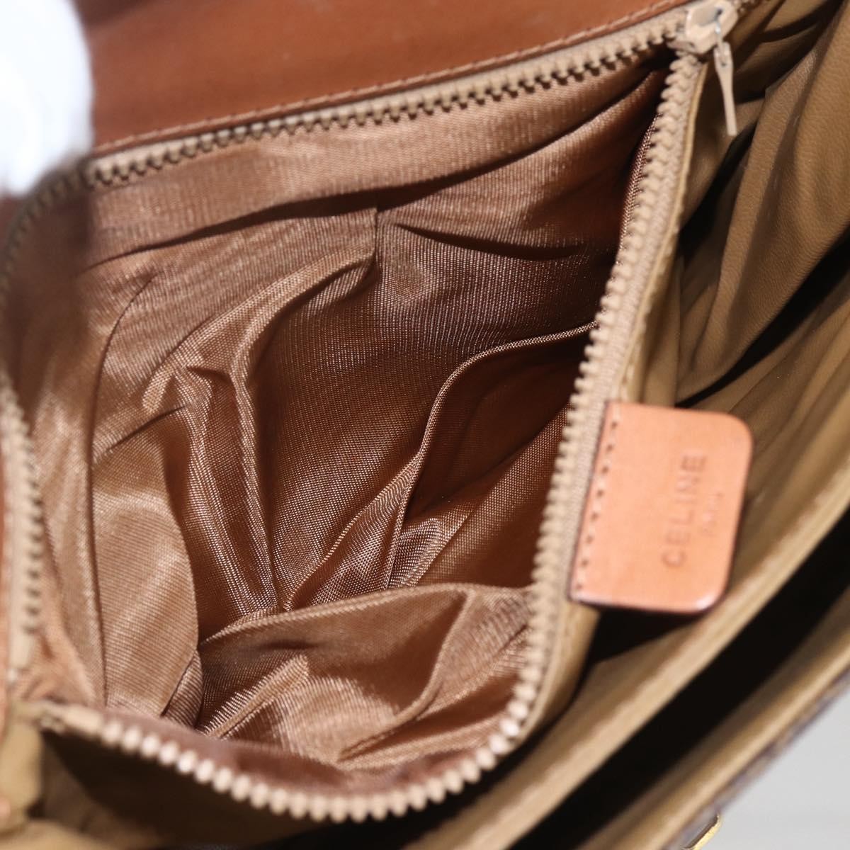 Celine Vintage Macadam Shoulder Bag Canvas and Leather, BROWN, CANVAS, Shoulder bag