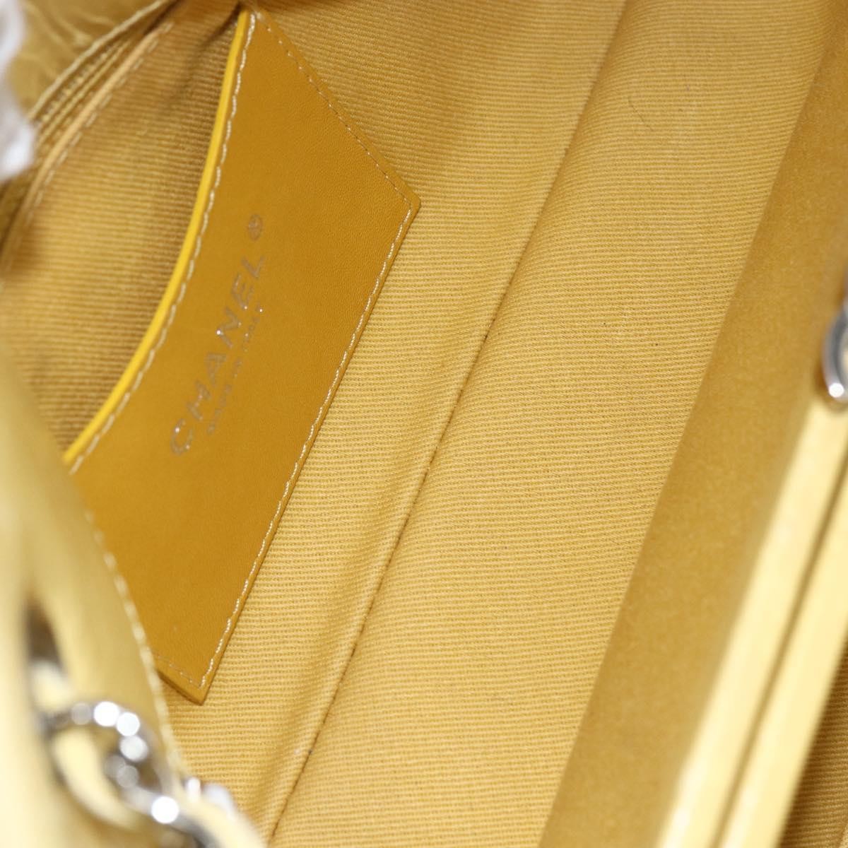 Chanel Just Mademoiselle Bag Quilted Aged Calfskin, YELLOW, LEATHER, Shoulder bag