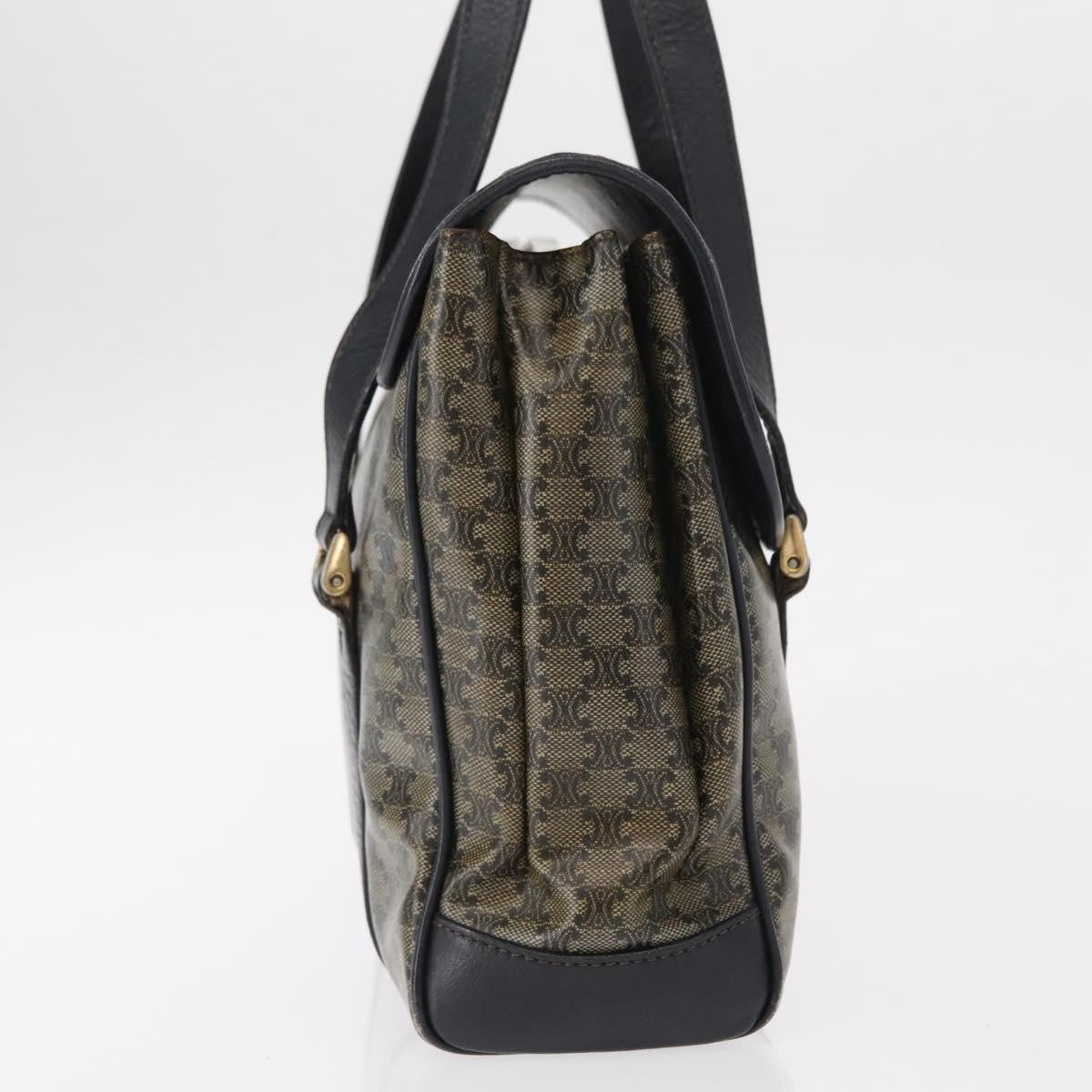 Celine Vintage Macadam Shoulder Bag Canvas and Leather, BLACK, CANVAS, Shoulder bag