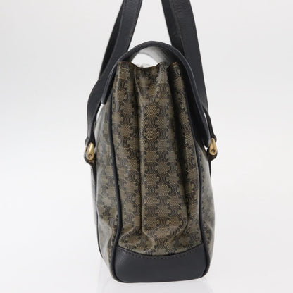 Celine Vintage Macadam Shoulder Bag Canvas and Leather, BLACK, CANVAS, Shoulder bag
