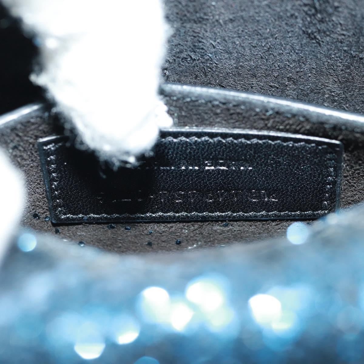 Saint Laurent Sunset Satchel Glitter, BLUE, LEATHER, Shoulder bag