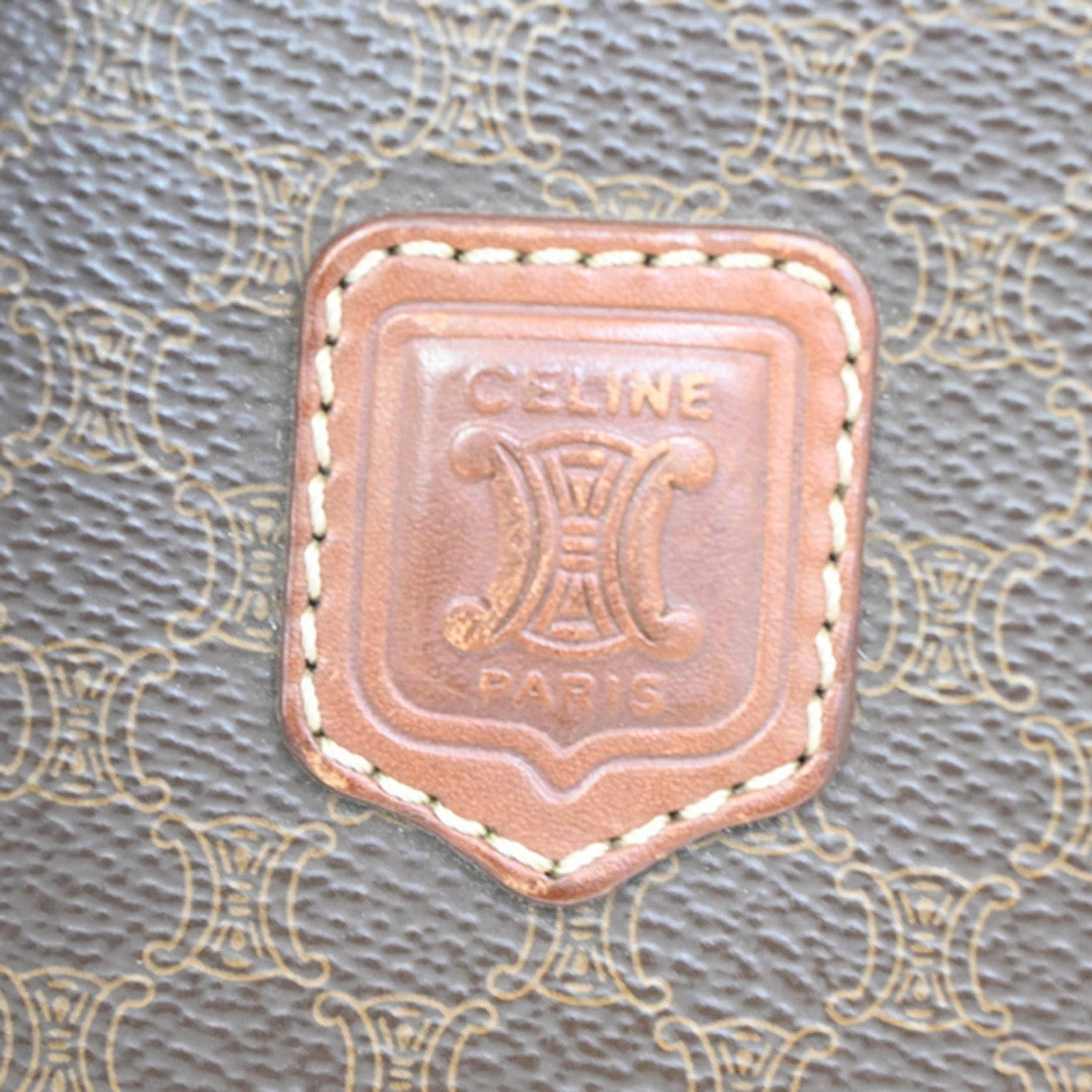 Celine Macadam Pochette Canvas and Leather, Brown, Canvas, Clutch