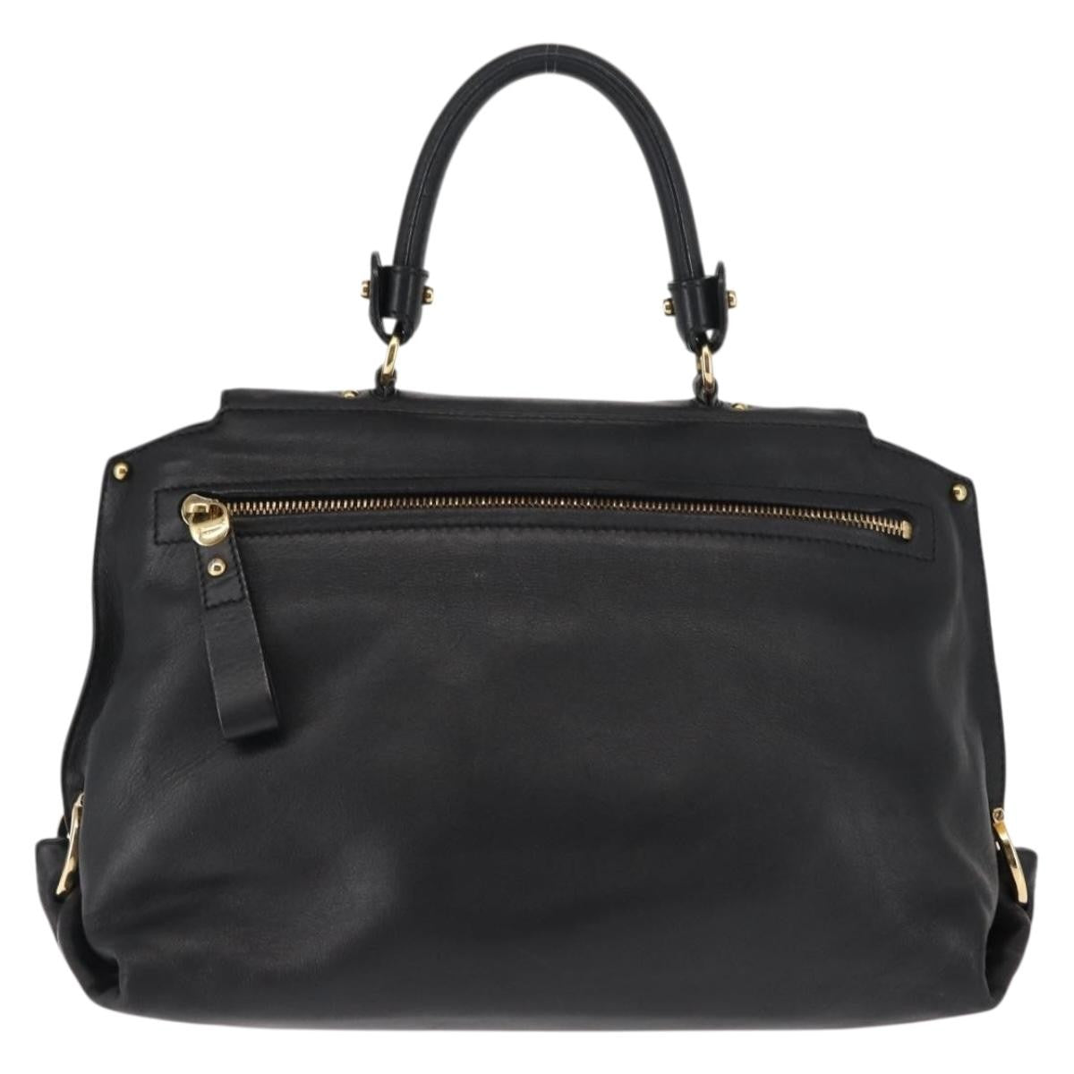 Salvatore Ferragamo Sofia Satchel Leather, BLACK, LEATHER, Handbag