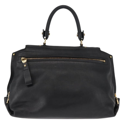 Salvatore Ferragamo Sofia Satchel Leather, BLACK, LEATHER, Handbag