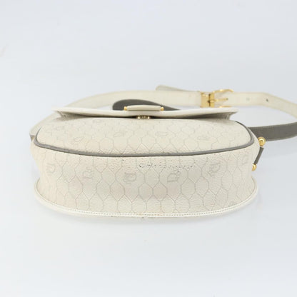 Christian Dior Vintage Honeycomb Flap Crossbody Bag Canvas and Leather, WHITE, CANVAS, Shoulder bag