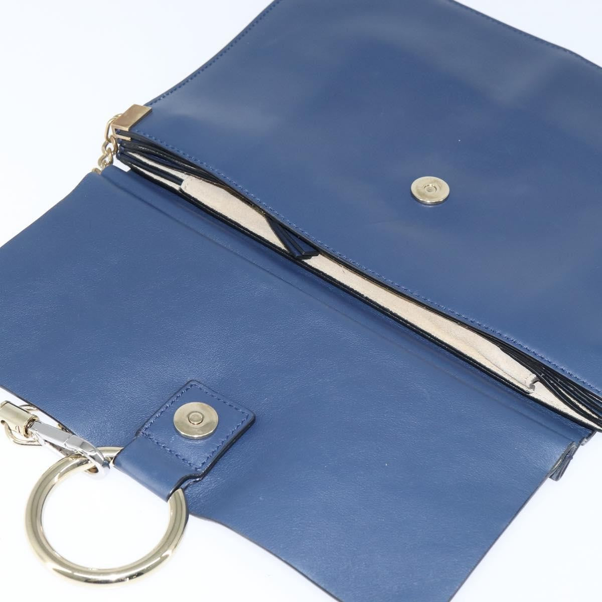 Chloe Faye Shoulder Bag Leather and Suede, NAVY, LEATHER, Shoulder bag