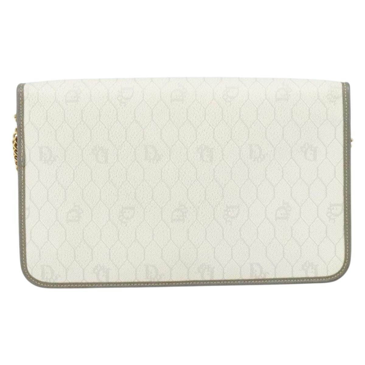 Christian Dior Vintage Honeycomb chain Canvas, WHITE, CANVAS, Shoulder bag