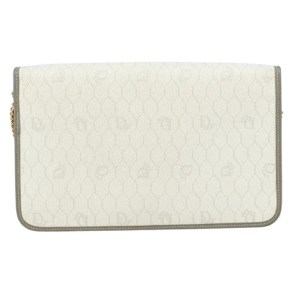 Christian Dior Vintage Honeycomb chain Canvas, WHITE, CANVAS, Shoulder bag