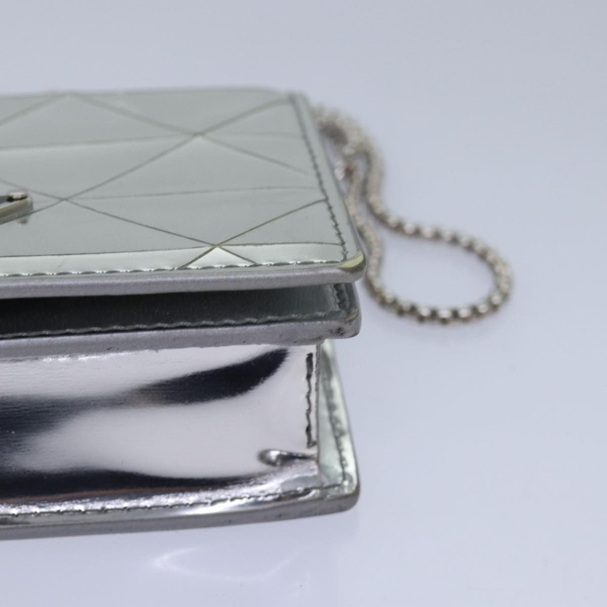 Prada Chain Wallet Embellished Leather, Silver, Leather, Wallet