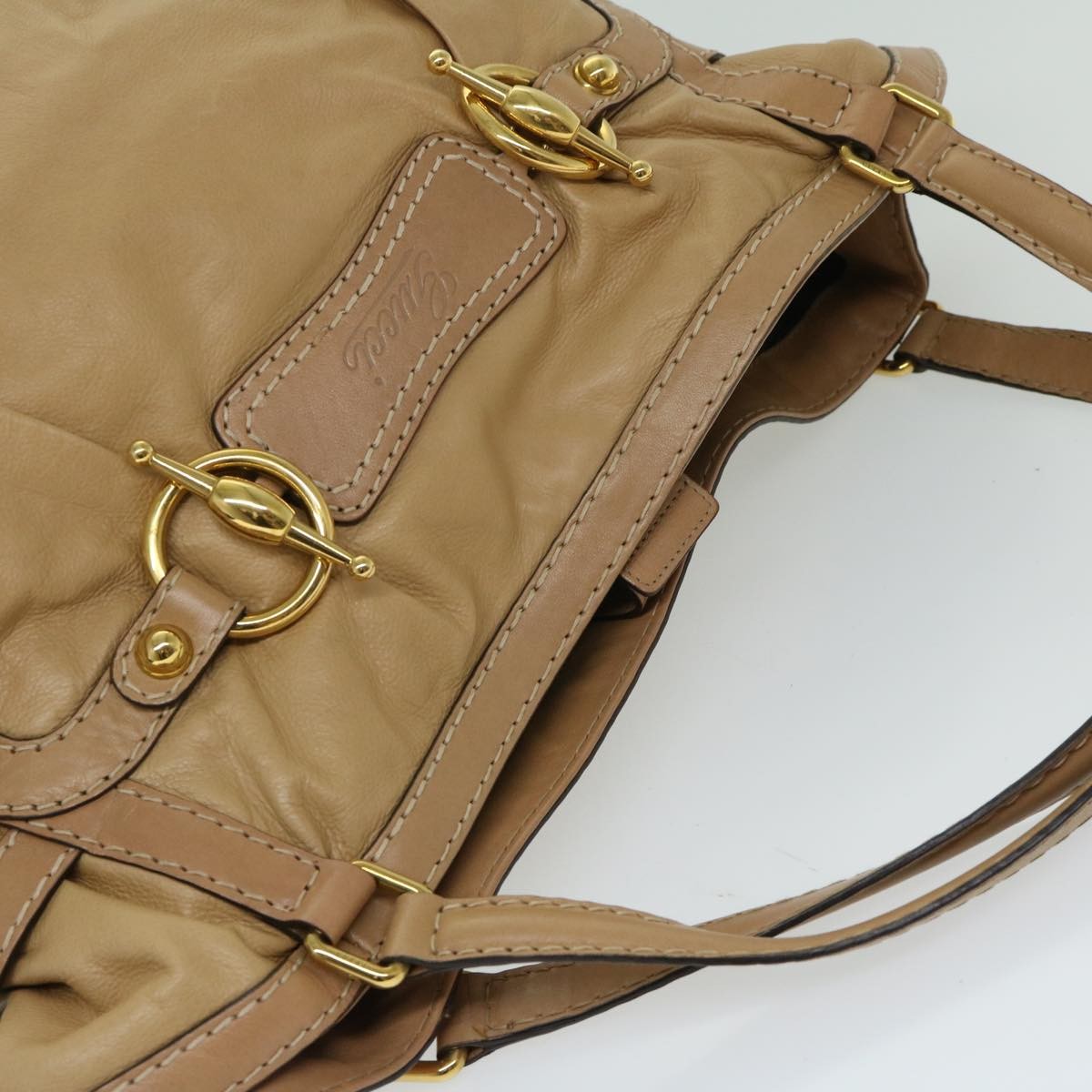 Gucci Vintage Horsebit Shoulder bag Leather, BEIGE, LEATHER, Shoulder bag