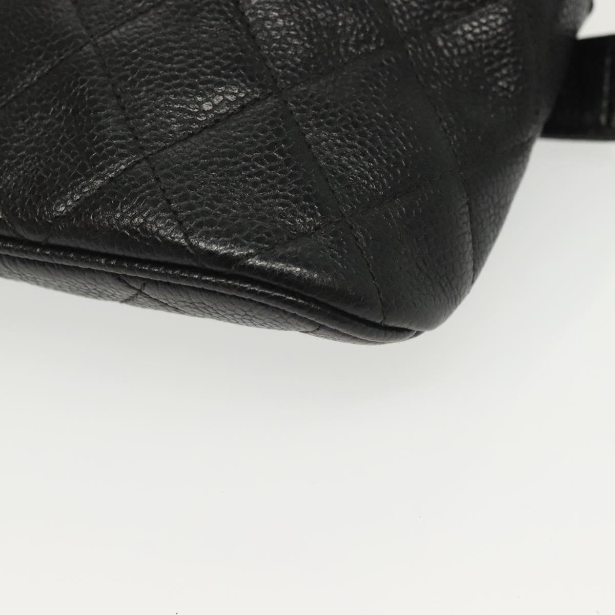 Chanel Vintage Zip Belt Bag Quilted Caviar, BLACK, LEATHER, Clutche & pouche