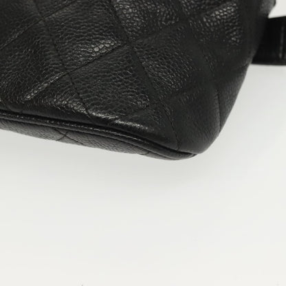 Chanel Vintage Zip Belt Bag Quilted Caviar, BLACK, LEATHER, Clutche & pouche