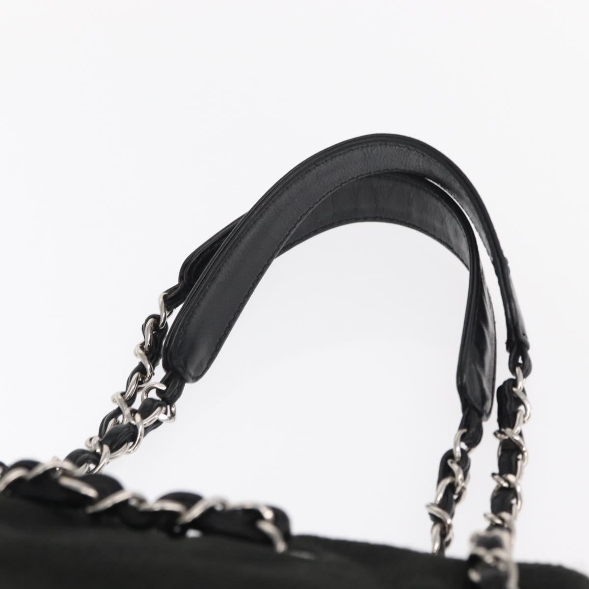 Chanel Vintage CC Charm Tote Chevron Canvas, BLACK, CANVAS, Tote bag
